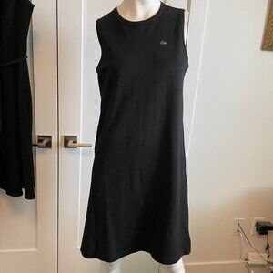 Lacoste Slvless Crew Nk Midi Cotton Sheath Dress Black Sz 42